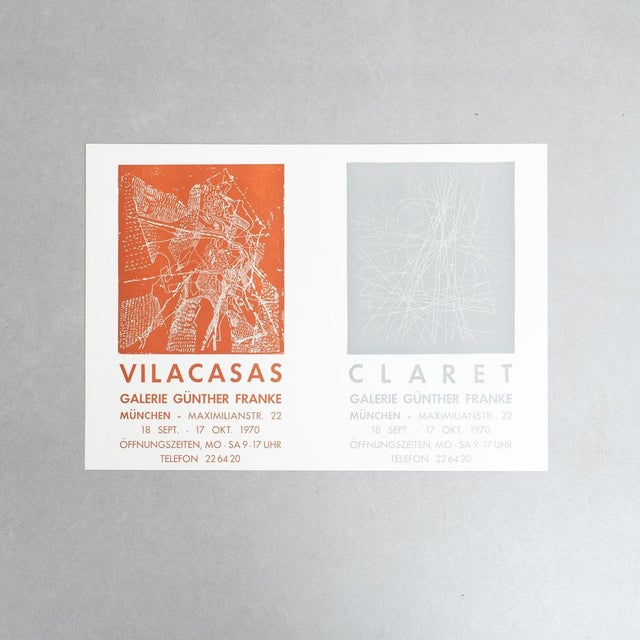 Original 1970 Exhibition Poster – Vilacasas/Claret at Galería Günther Franke Artists: Vilacasas and Claret Exhibition:...