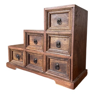 Mid 20th Century Apothecary Japanese Kaiden Tansu Staircase Chest of Drawers For Sale