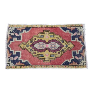 1950s Orange & Yellow Small Rug For Sale