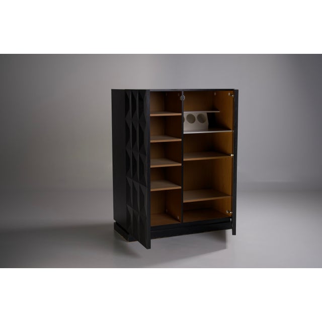 Mid-Century Modern Brutalist Bar Cabinet with Graphic Diamond Pattern from Defour, 1970s For Sale - Image 3 of 6