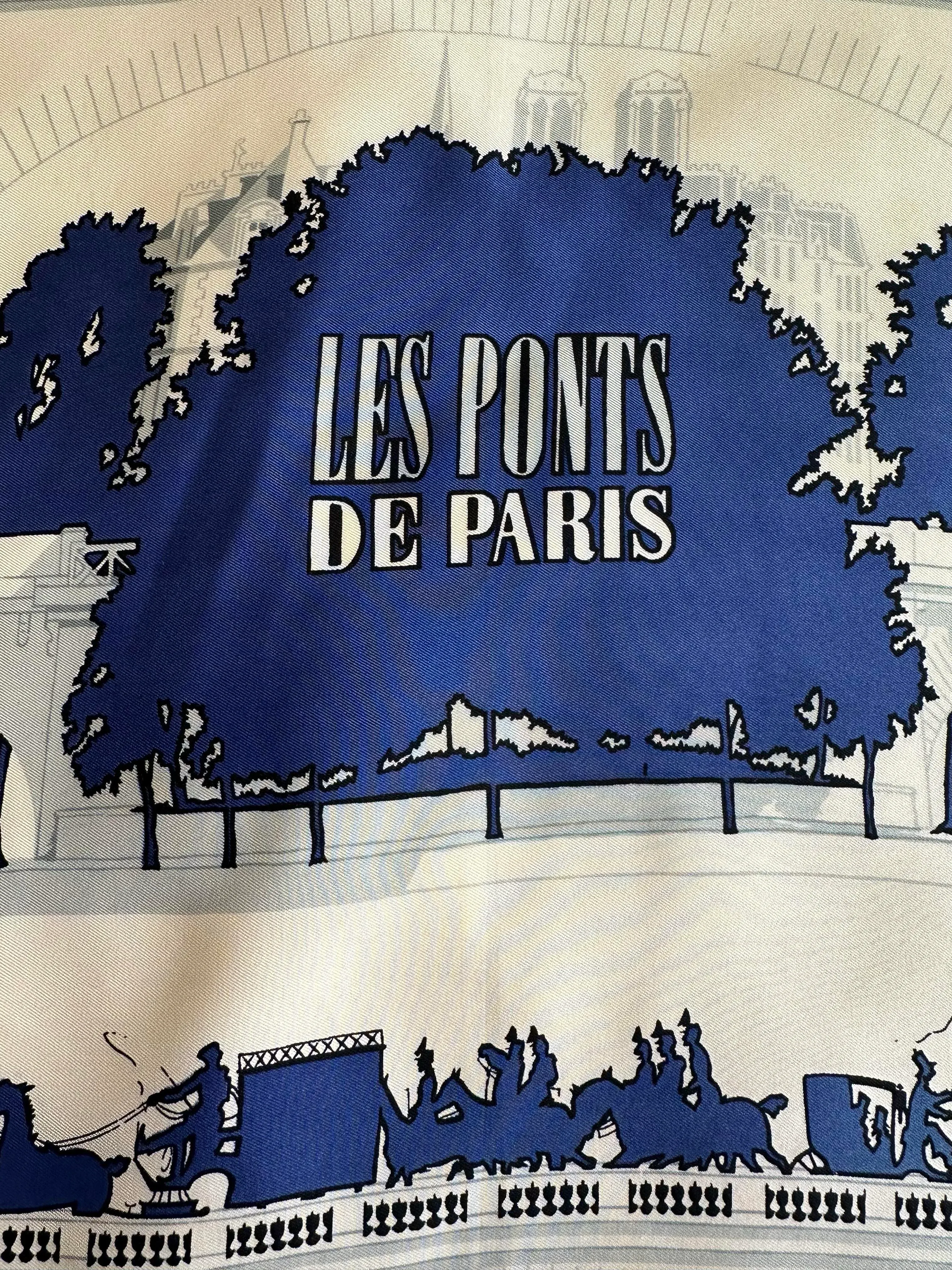 1950s Hermes Silk Scarf Les Ponts De Paris Designed by Hugo