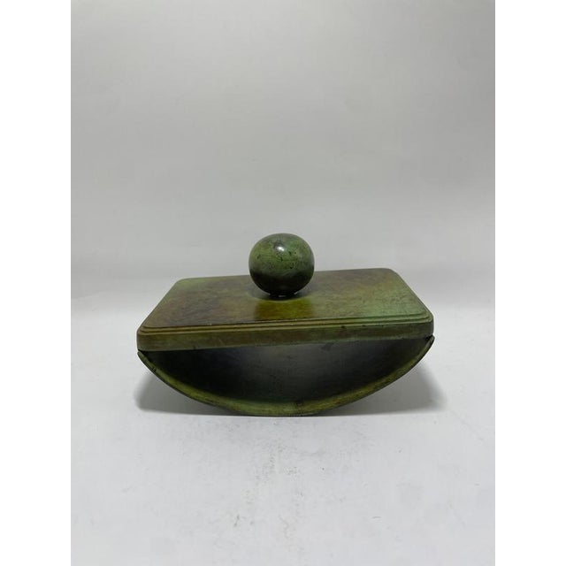 Swedish Patinated Bronze Desk Set from GAB, 1930s, Set of 5 For Sale - Image 4 of 7