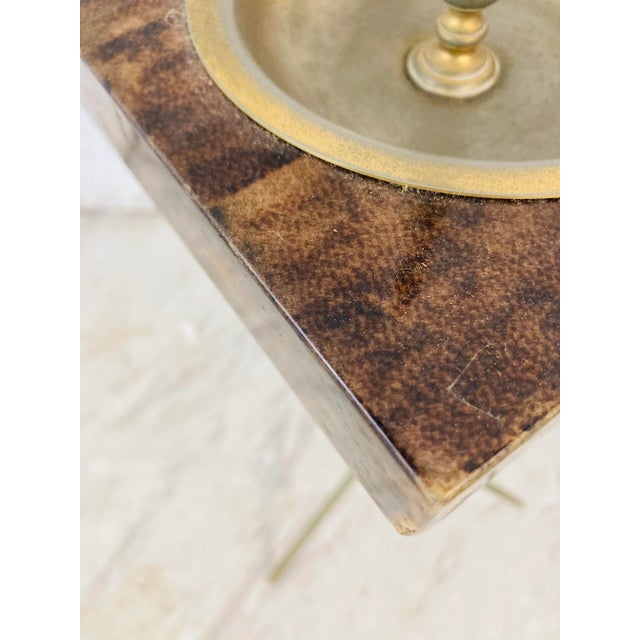 1970s Aldo Tura Goatskin and Bronze Standing Ashtray For Sale - Image 5 of 8