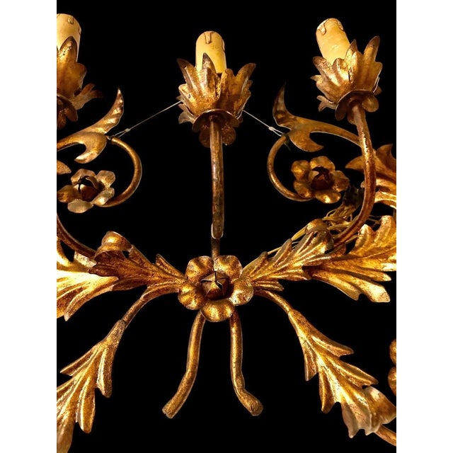 Gold Vintage Italian Gilt Tole Wall Sconce, 1950 For Sale - Image 8 of 13