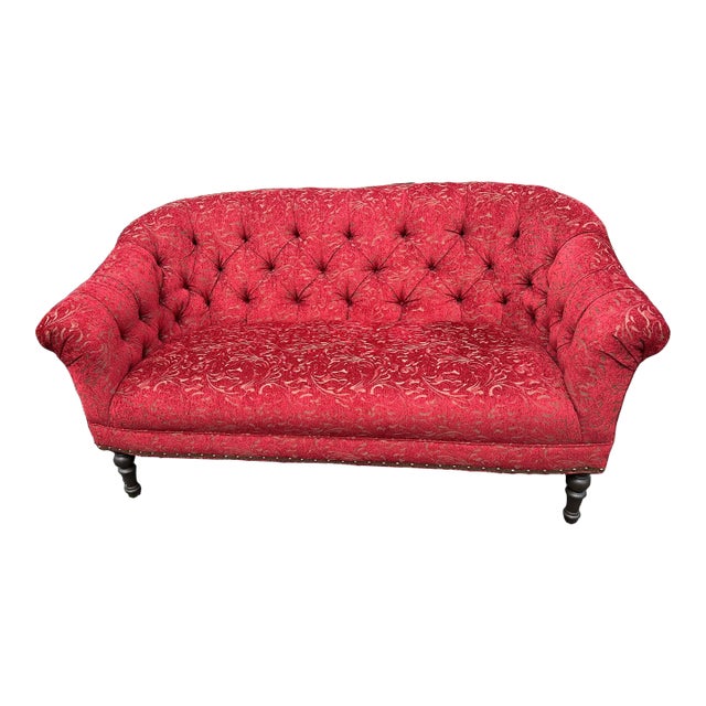 Arhaus Upholstered Tufted Loveseat For Sale