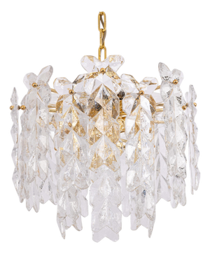Large Palma Chandelier in Gilt Brass and Crystal Glass from Kalmar, Austria, 1970s