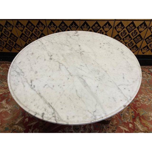 Traditional Pedestal Table in Mahogany and Marble Top Veneer For Sale - Image 3 of 9
