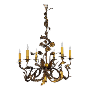18th Century Italian Tole Painted and Gilt Candle Chandelier