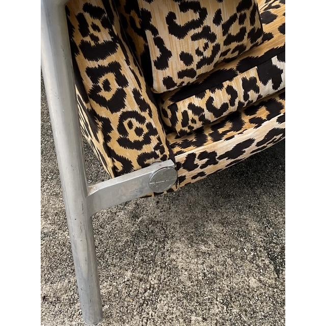 Vintage Brushed Chrome Leopard Lounge Chairs - A Pair For Sale - Image 10 of 13