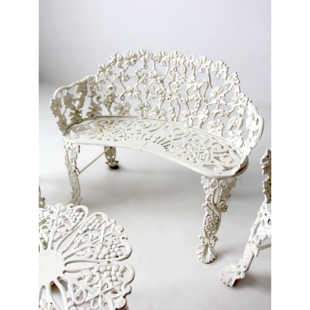 Vintage Cast Aluminum Garden Set Grapevine Patio Seating 4 Piece For Sale - Image 4 of 14
