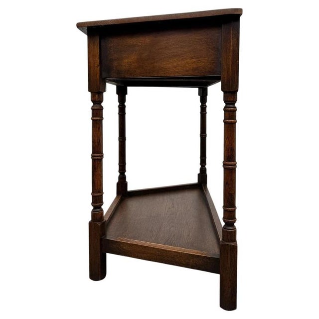 Wood Antique Early 20th Century English Oak Side Table For Sale - Image 7 of 10