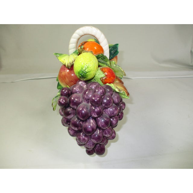 1960s Vintage Capodimonte Ceramic Basket of Fruit For Sale - Image 5 of 8