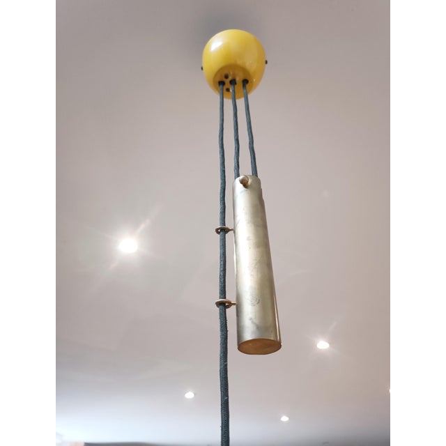 Gold Saliscendi Counterweight Pendant Lamp, Italy, 1950s For Sale - Image 8 of 17