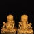 Pair of Gilt Bronze Guardian Lions – 7.9" Foo Dogs on Dragon Relief Bases With Xuande Mark For Sale - Image 4 of 9