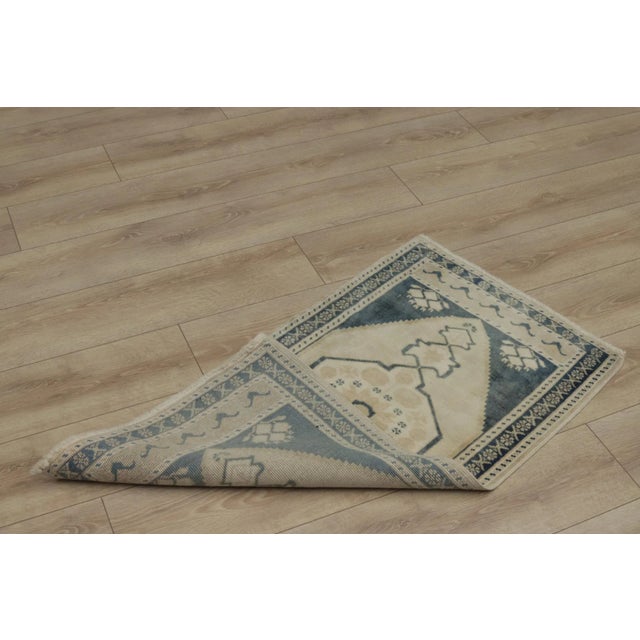 Textile 1980s Turkish Blue Handmade Oushak Rug For Sale - Image 7 of 8