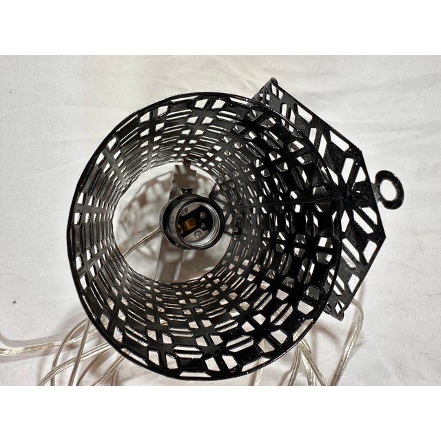 1950s Mid Century Modern Pierced Metal Wall Sconces Light For Sale - Image 4 of 6
