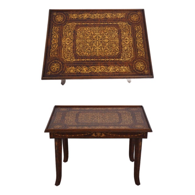 Vintage Italian Marquetry Inlaid Accent Table For Sale