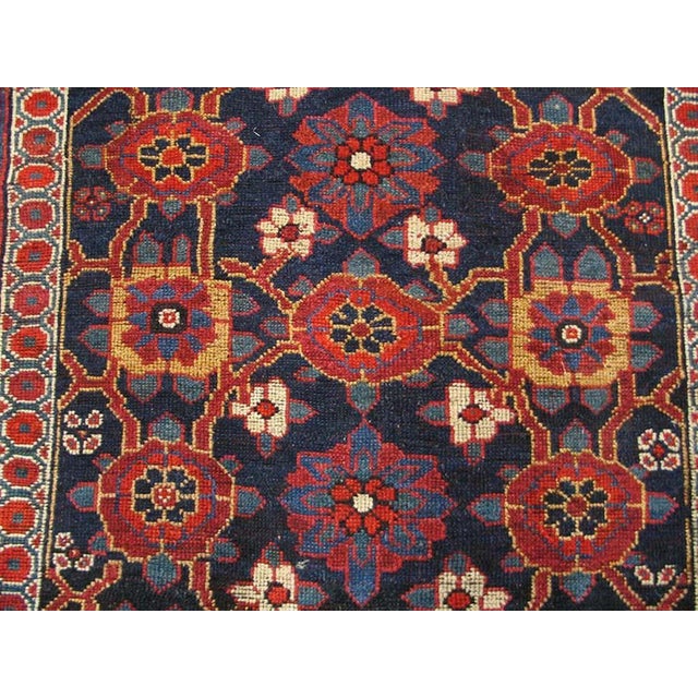 Late 19th Century 1890s Blue Navy Geometric Tribal Antique Persian Kurdish Carpet 5'4" X 10'9" Handknotted Wool Rug For Sale - Image 5 of 6
