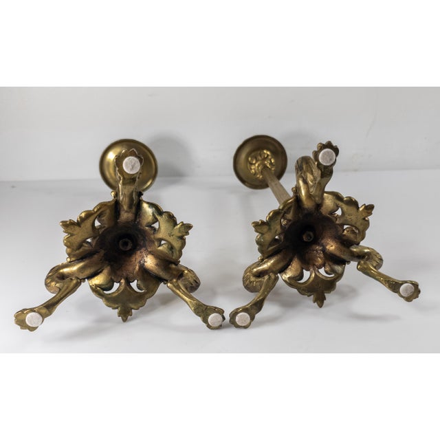 Early 20th Century Pair of French Art Nouveau Bronze Candlesticks by Victor Paillard Paris For Sale - Image 10 of 14