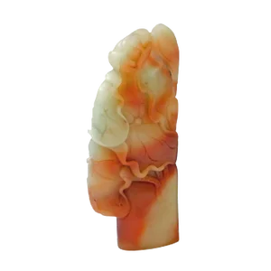 Carved Natural Soapstone Lotus Flower Pond Column Sculpture - Stamp Seal