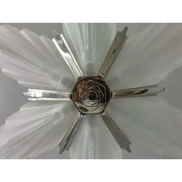 1930s French Art Deco Geometric Six-Panel Chandelier by Sabino For Sale - Image 5 of 7