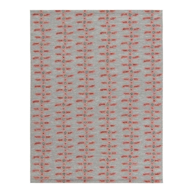 Scandinavian Style Kilim Rug in Gray, Red & Pink by Rug & Kilim 12x15 For Sale