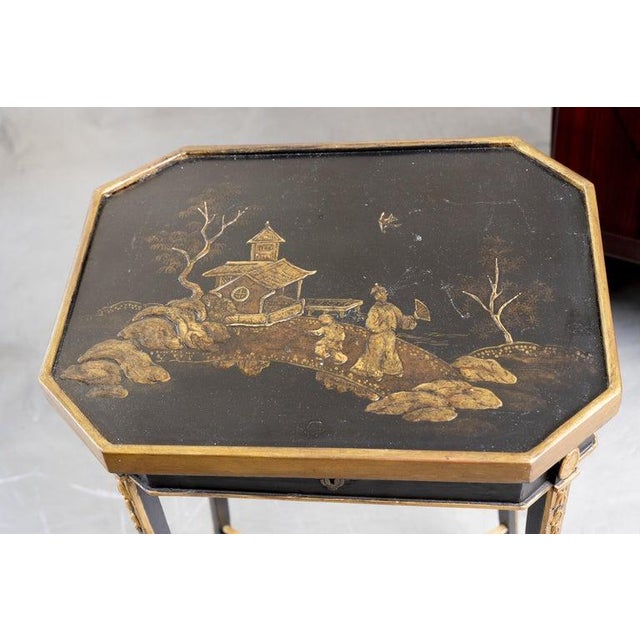 English Chinoiserie Ebonized Side Table For Sale - Image 4 of 7