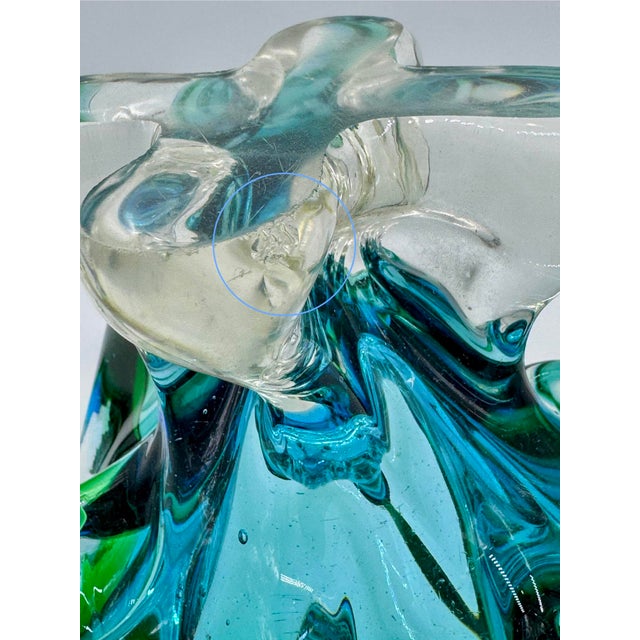 Monumental Canadian Chalet Mid-Century Art Glass Stretch Sculpture, Green & Blue, 29" For Sale - Image 9 of 9