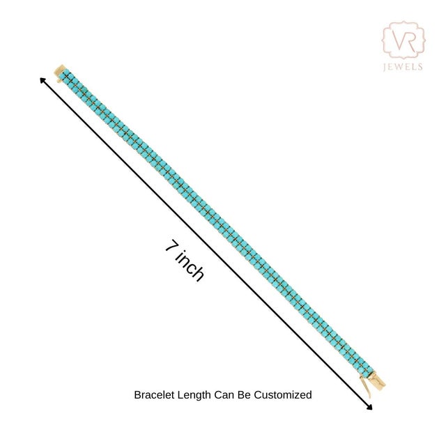 14k Yellow Gold Double Beaded 9.85ct Turquoise Tennis Necklace for Women For Sale - Image 11 of 16