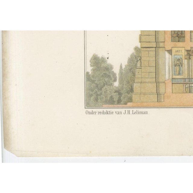 Blue Leliman, Museum King Willem III, Elevation, Dutch Architecture Print, 1865, Paper For Sale - Image 8 of 12