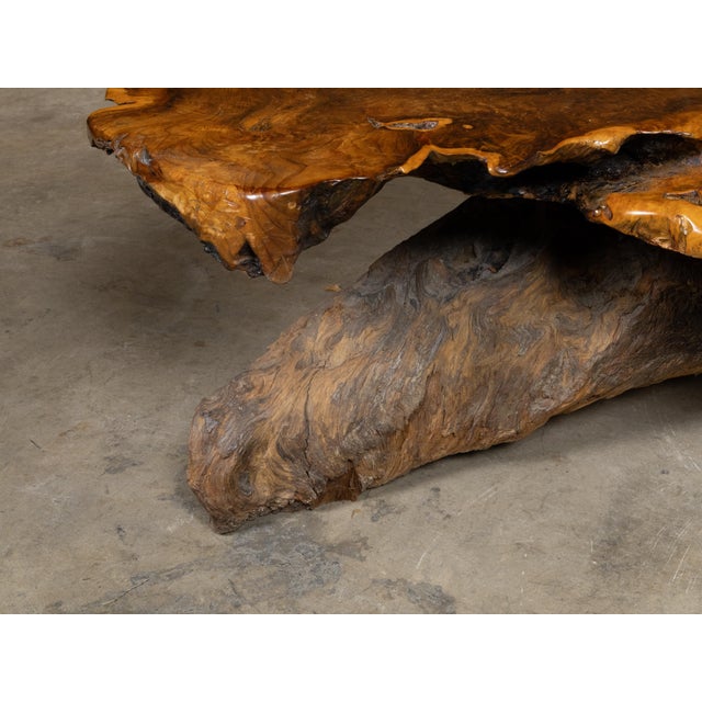 Rustic Live Edge Redwood America Coffee Table with Rustic Character, Vintage For Sale - Image 3 of 12