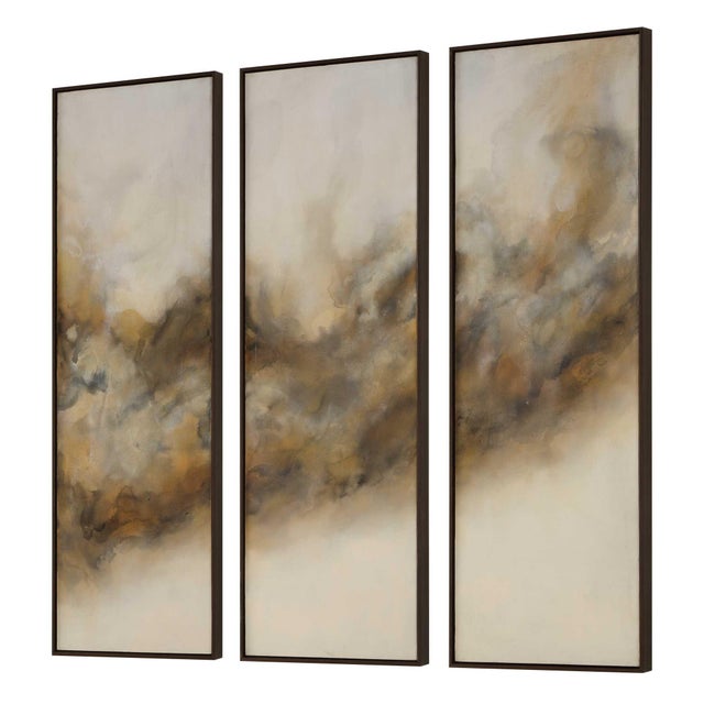 Kenneth Ludwig Chicago Smoke Break Hand Painted Modern Art Set/3 For Sale - Image 4 of 7