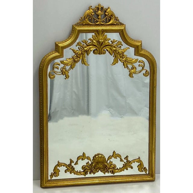 Rococo Italian Neo-Classical Style Gilt Cast Plaster and Terracotta Mirror For Sale - Image 3 of 9