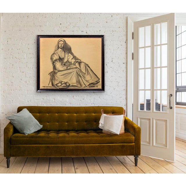 G. Vaccaro, La Contadina, 1865, Charcoal & Pencil on Paper For Sale - Image 16 of 18