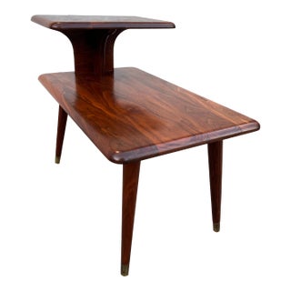 Mid Century Modern Two-Tier Side Table Attr. To Carl Bissman For Sale