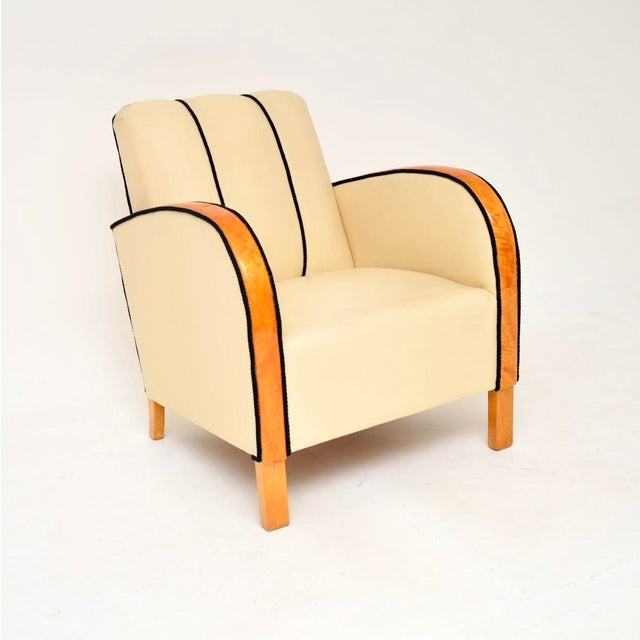 Art Deco Swedish Leather and Satin Birch Armchairs, 1930s, Set of 2 For Sale - Image 6 of 13