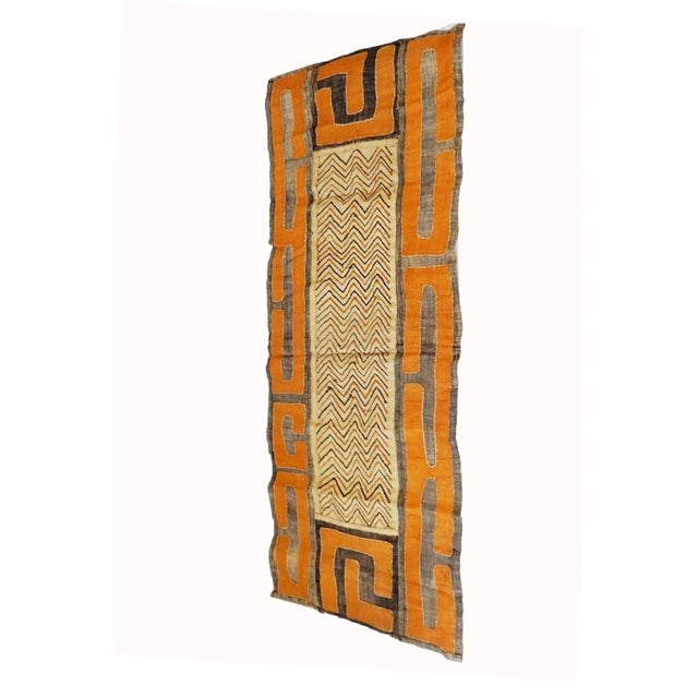African Vintage Kuba Kasai Raffia Appliques Textile 42" Long For Sale - Image 3 of 6