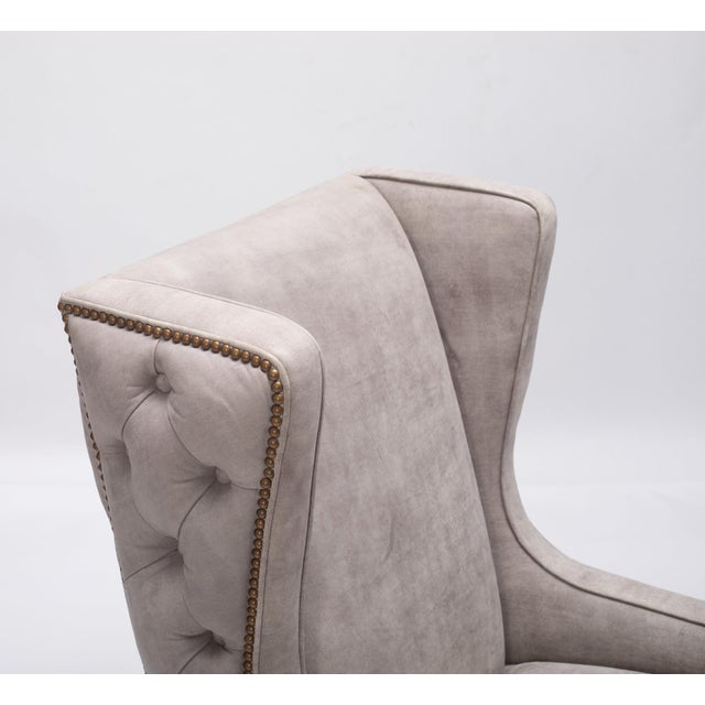 Lavender Birch Leather Wing Chair and Ottoman For Sale - Image 12 of 15