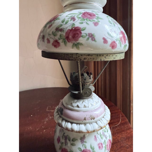 Pink Vintage, 1960s Victorian Gone With the Wind Style Mini Oil Lamp For Sale - Image 8 of 13