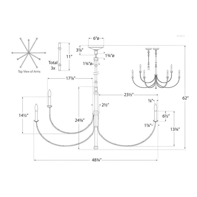 2020s Suzanne Kasler for Visual Comfort Signature Reims Large Chandelier in Aged Iron For Sale - Image 5 of 5