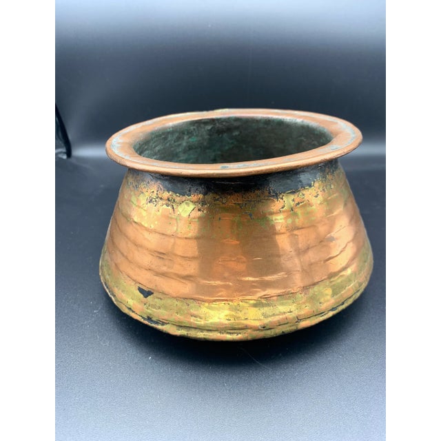 Metal Antique Hand Forged Omani Bedouin Copper Pot For Sale - Image 7 of 10