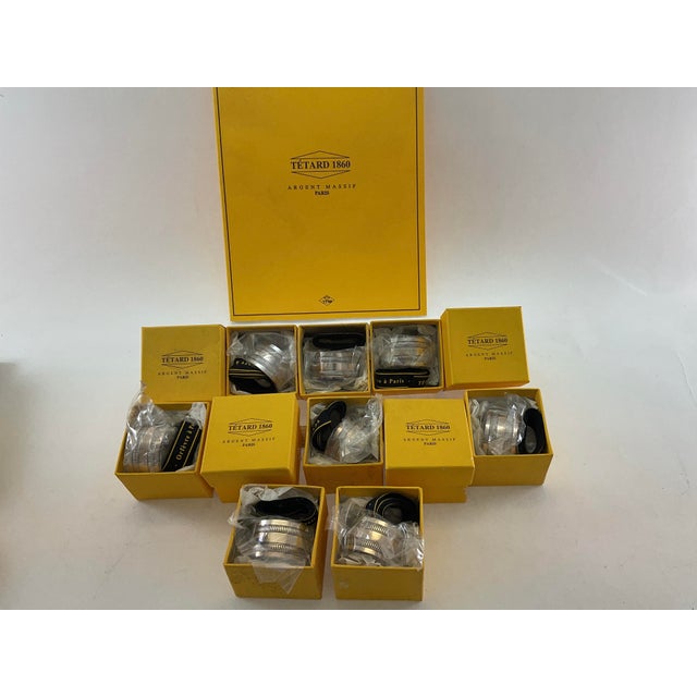 New 1990s Set of 12 Refined Sterling Silver Round Napkin Rings, Gadroon. For Sale - Image 11 of 15