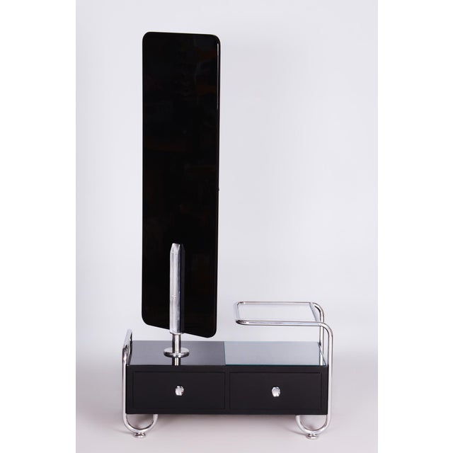 Bauhaus Dressing Mirror in Chrome and Lacquered Wood by Vichr a Spol., Czech, 1930s For Sale - Image 6 of 12