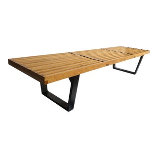 Vintage George Nelson Style Maple Slat Bench For Sale