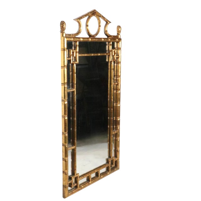 Gold Hollywood Regency Style Faux Bamboo Mirror C. 1970's For Sale - Image 8 of 9
