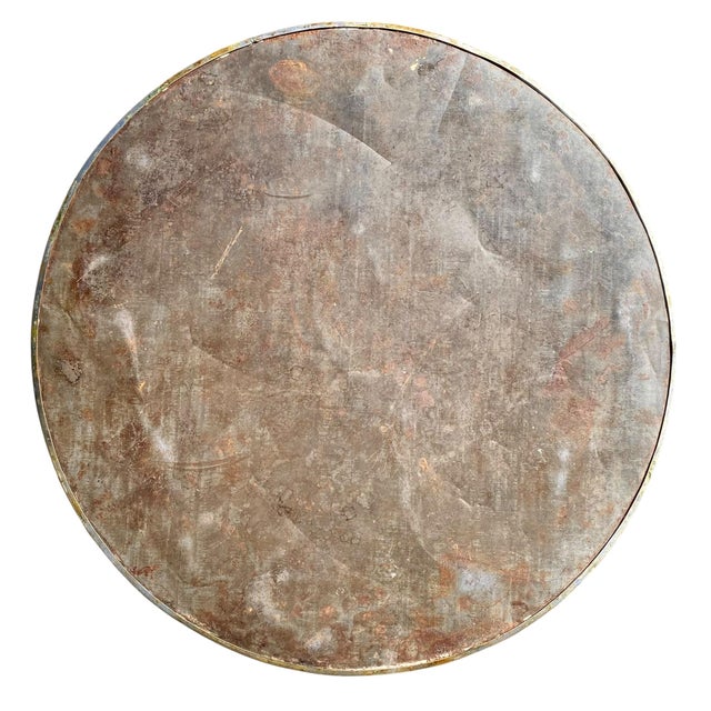 Silver Vintage 1940s Beveled Round Mirror With Hand Etched Stars, 16 Inch For Sale - Image 8 of 15