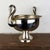 Antique art deco silverplate centerpiece pedestal bowl featuring swan-shaped handles on either side Dimensions: Diameter:...