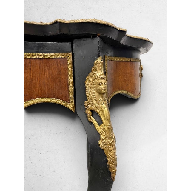 Antique 19th Century Napoleon III Style Console Table W/ Gilt Metal Mounts & Medallions For Sale - Image 4 of 15