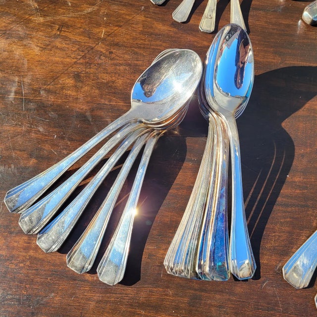 Art Deco Boréal Flatware Set in Silver-Plated Metal by Luc Lanel for Christofle, 1930s, Set of 89 For Sale - Image 6 of 18