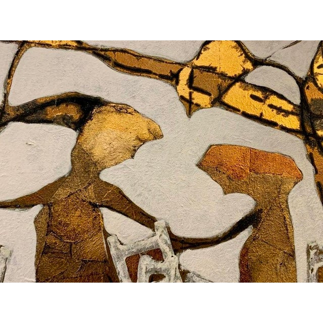 Andrea Stella "The Home of the Muses" Gold Leaf Oil Mixed Media Painting, Figurative, Italian Contemporary Art, 2010 For Sale - Image 4 of 10